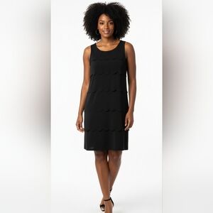 White House Black Market Women's Black Sleeveless Scalloped Dress XL